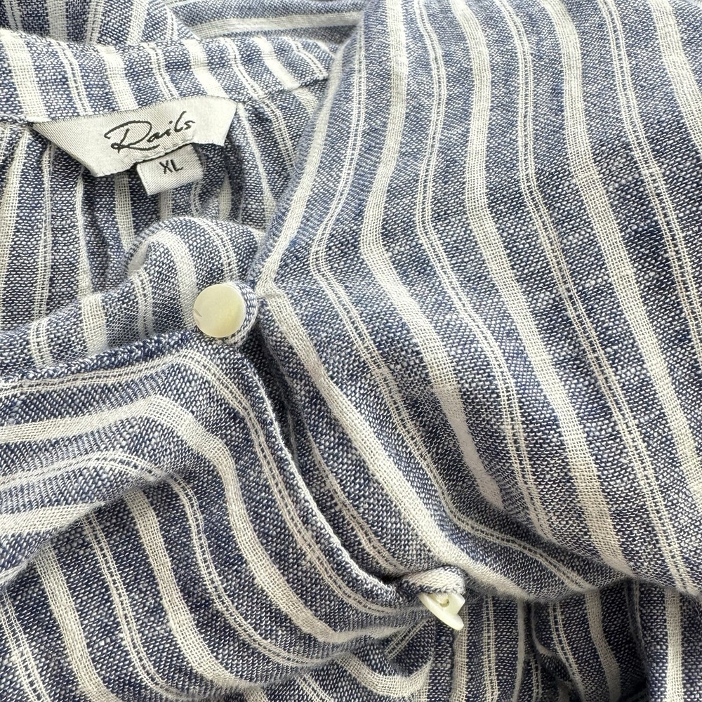 Rails Jasmine Linen‎ Mini Dress Womens Size XL Striped Empire Waist Boho LS - Picture 4 of 12